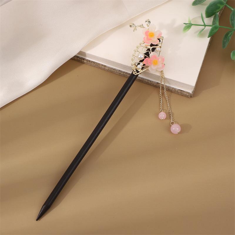 Заколка для волос с кисточкой в стиле эбони: Винтажное деревянное украшение для волос для женщин, идеально подходящее для простых причесок и украшений для старинных костюмов