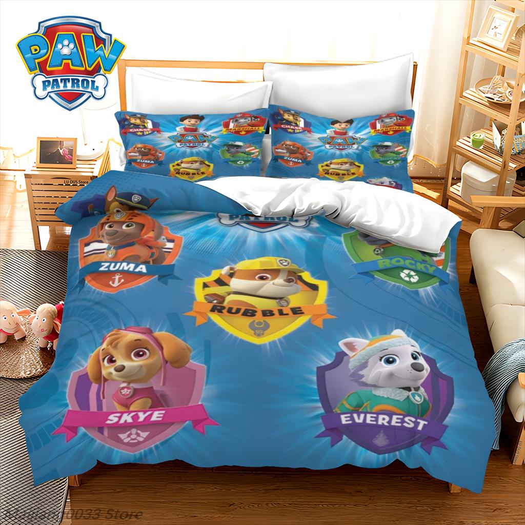 PAW Patrol Bedding Set Chase Marshall 3pc Duvet Cover Set, Kids Boys Blue Cartoon Quilt Cover with 2 Pillowcases, No Sheet