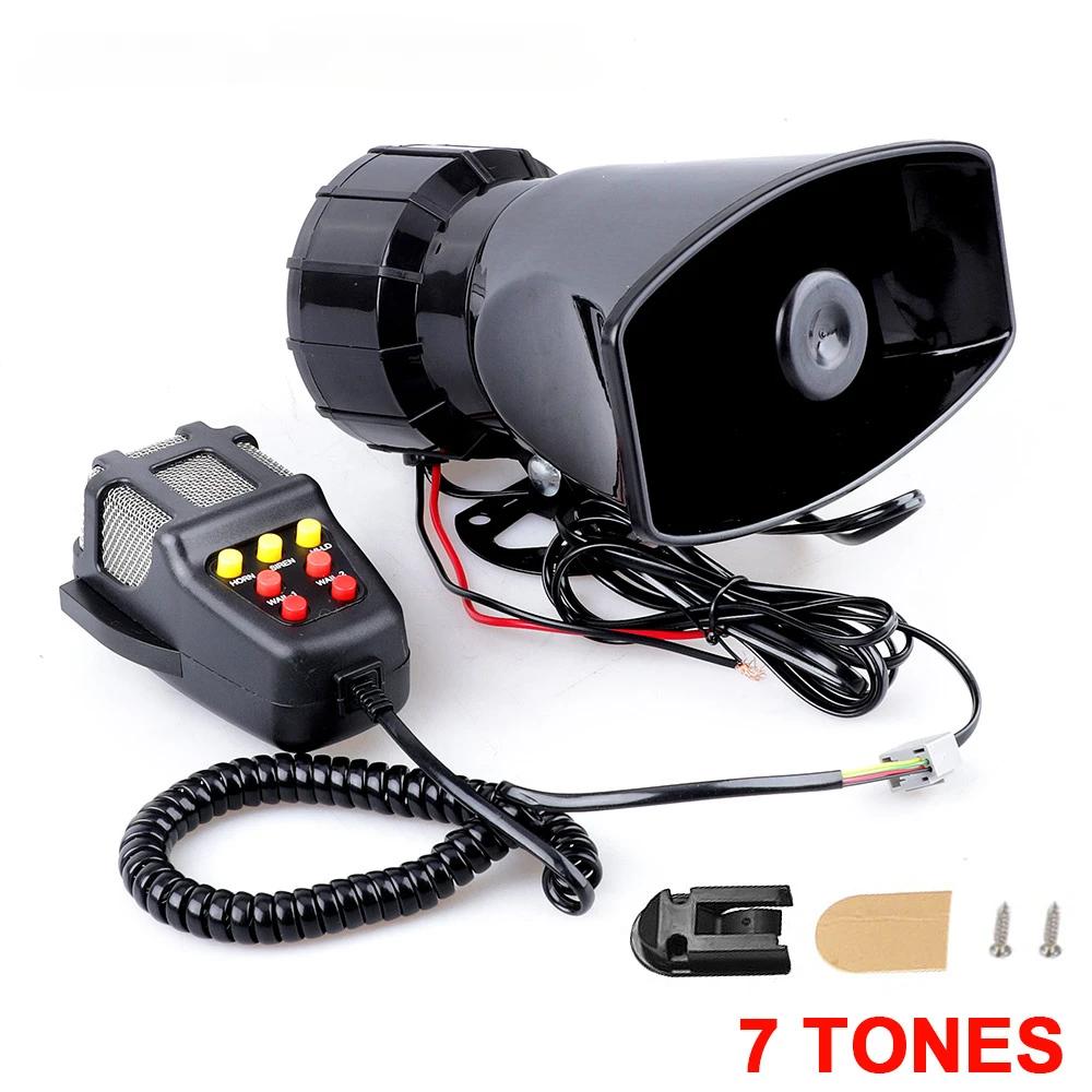 Автомобильная сигнализация гудок DC 12V 100W 125dB 7 Звук с микрофоном громкая сирена для мотоцикла автомобиль грузовик предупреждение громкоговоритель пластик полиция пожарные
