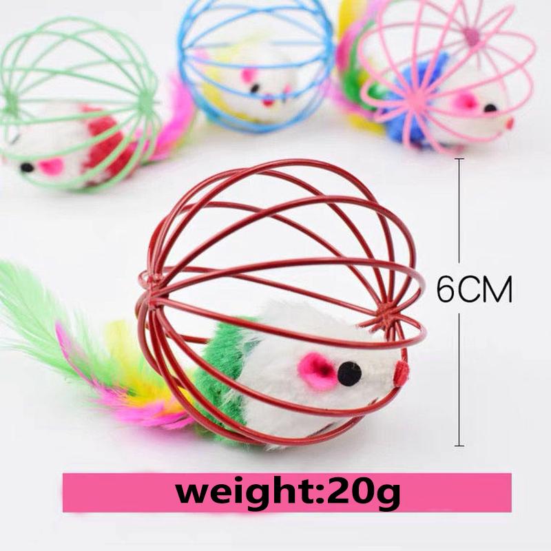 Colorful Mouse In Cage Cat Toy Within Sand Interactive Chase Cat Mouse Toy