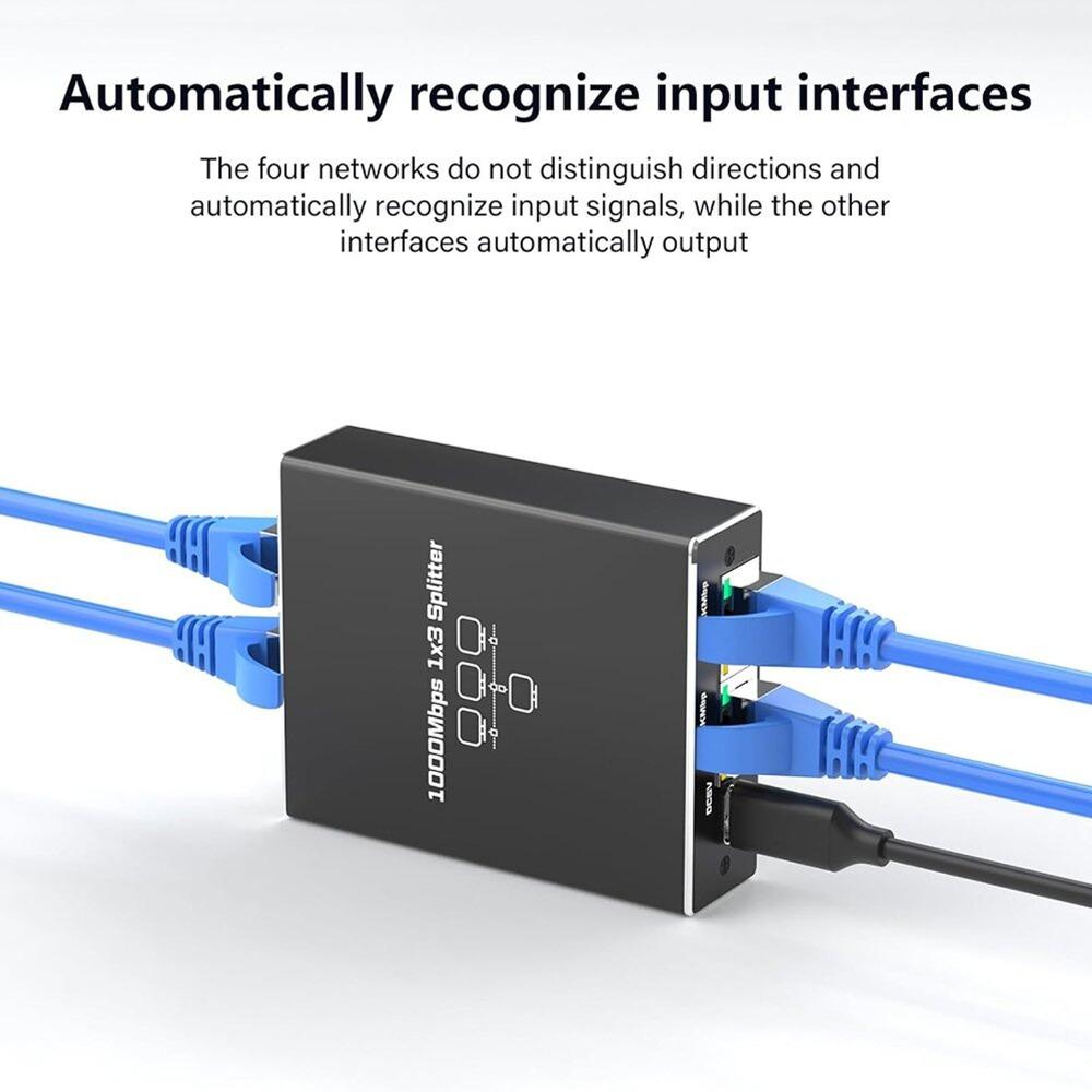 1000Mbps LAN Splitter 1 to 3 Network Switch Plug and Play Gigabit Ethernet Splitter  Home Network