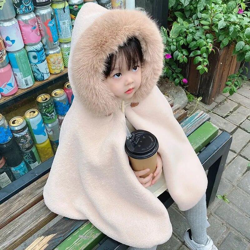 Baby Cloak Cloak Autumn and Winter Outdoor Windproof Lengthened Shawl Children's Coat Spring and Autumn Thickened