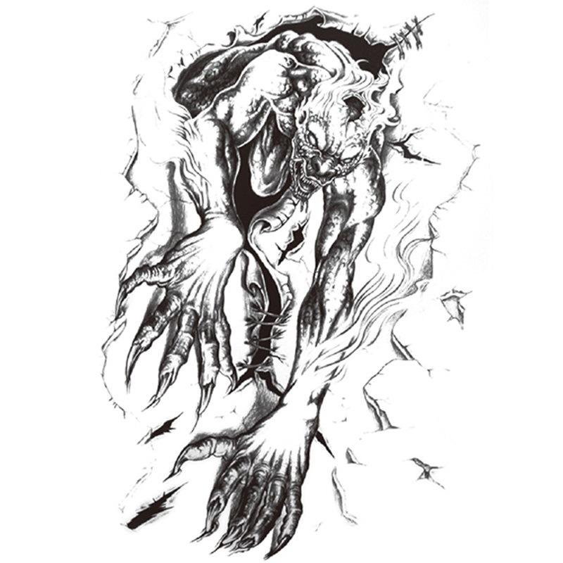 Наклейка на татуировку на руку с цветком, крылья ангела, череп, ветер, набор для переноса на воду, водонепроницаемая наклейка на татуировку