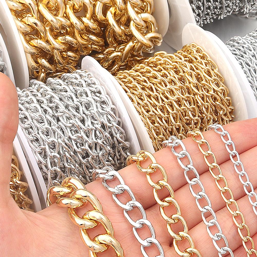 2-5Yards/Roll Aluminum Chains Twisted Chains Bulk Link Chain For DIY Bracelet Necklace Chain Jewelry Making Supplies Accessories