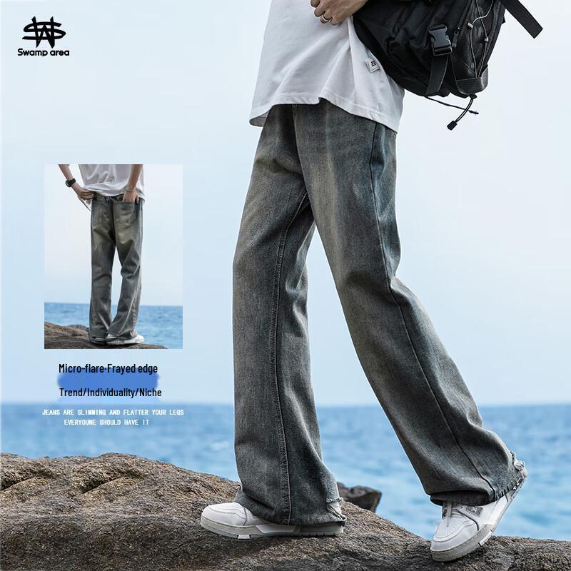 SWAMP AREA Men's High Street Bootcut Straight-Leg Jeans