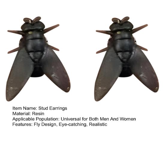 Черные серьги-гвоздики в виде мух, 3D, имитация насекомых, реалистичные мини-серьги-гвоздики в виде мух, легкие украшения, подарок-прикол для него/нее