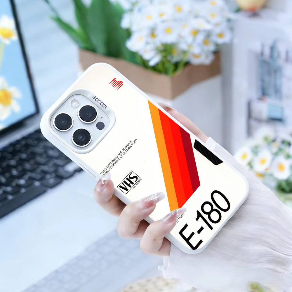 Видеокассета Чехол для телефона Для iPhone17, 16,15,14,13,12 Pro Max белый Конфетный Матовый Ударопрочный Чехол