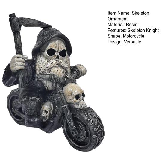 Halloween Figure Skeleton Knight Motorcycle Riding Gnome Statue Resin Yard Art Decor Garden Outdoor Ornament