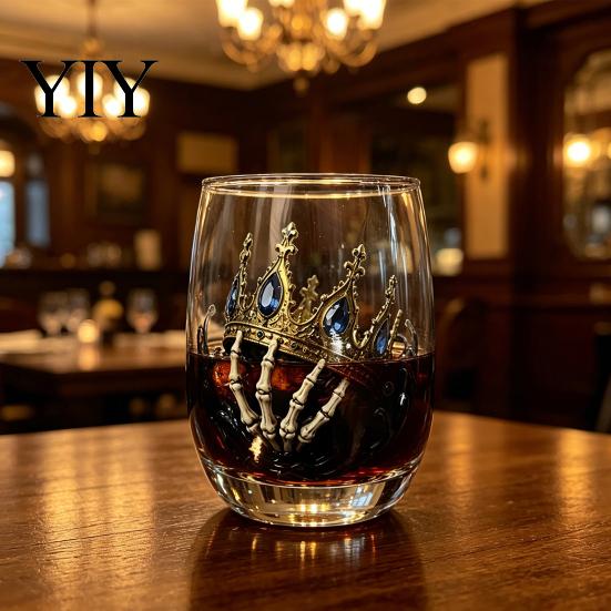 Decorative Glass for Housewarming Pirate Theme Stemless Wine Glass, 425ml Capacity, Marine Inspired Design Life Themed Gifts Borosilicate Cup, Coastal