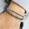 European and American hand jewelry niche design sense metal wind black gallstone bracelet sweet cool beaded stacked wearing couple bracelet