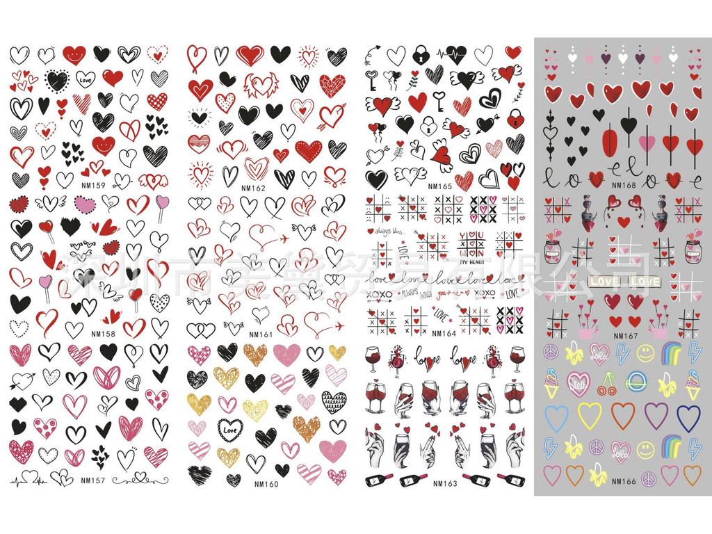 Абстрактные наклейки для ногтей с улыбающимся лицом, вымачиваемые в воде - Большие листы