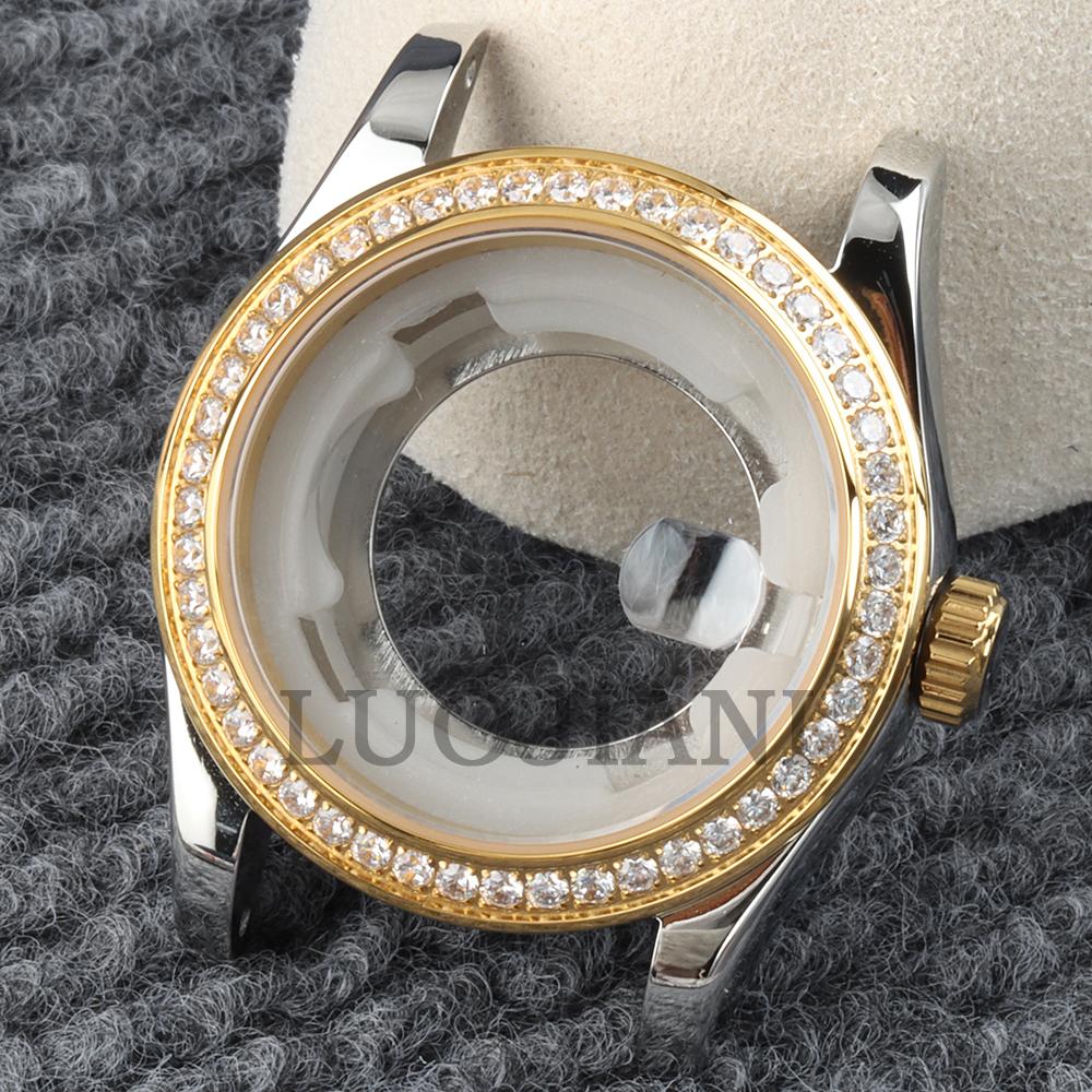 Gold/Rose gold 33mm NH05 Watch Case Stainless Steel Strap For Datejust NH05 Movement 25mm Dial Sapphire glass Lady's Watch Case 7