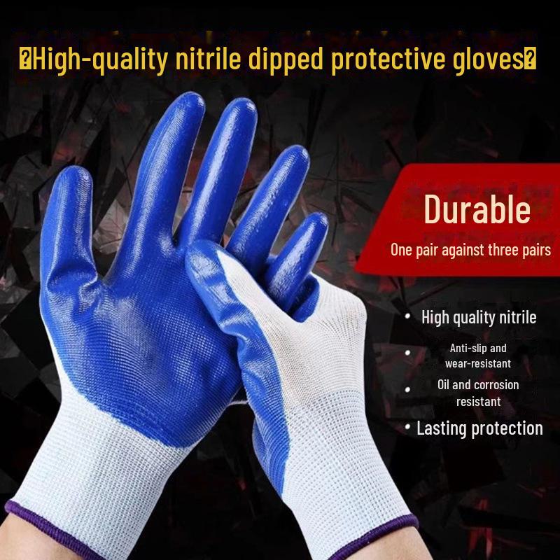 Перчатки рабочие противоскользящие с нитриловым покрытием для строительства и летнего использования