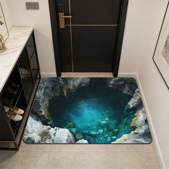 Коврик для пола 3D Оптическая иллюзия Низ Кристальный бархат Противоскользящий ковер с противоскользящей мягкой напольной подушкой Легко