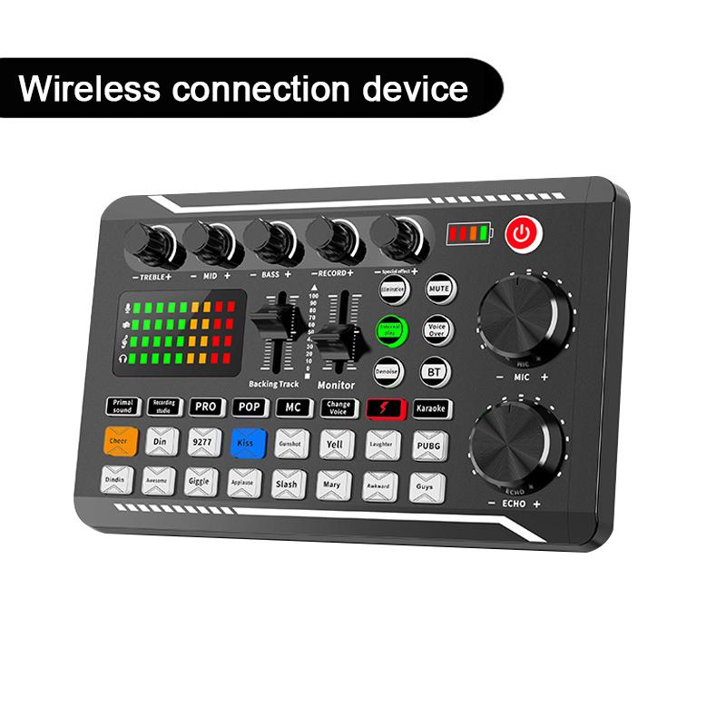 Live Sound Card Audio Interface DJ Mixer Effects Voice Changer Bluetooth-compatible Stereo Audio Mixer for LIVE Streaming F998