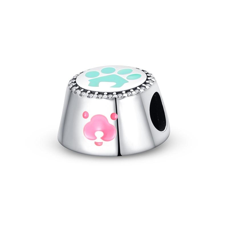 925 Sterling Copper Cat and Dog Series Best Friend Pendant Fit 4MM Hole Diamete Bracelet Charms Bead Necklace DIY Female Zircon