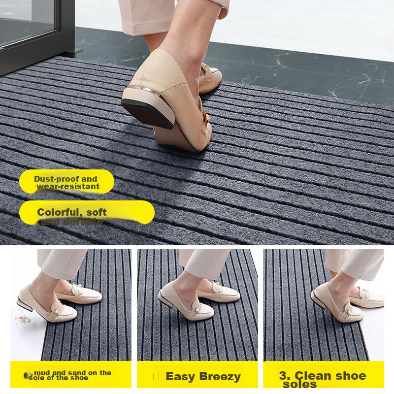 Boneng Striped Entrance Mat, Doorway Carpet, Floor Mat, Doormat, Cuttable, Gray, 60x90cm