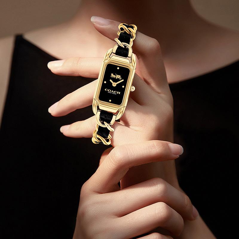 Coach Cadie Classic Square Quartz Watch Black Dial Bracelet Women watches 14504281-1