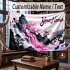 Floral Garden Theme Throw Blanket Custom Name Text Personalized Blanket Soft Cozy Blanket for Home Sofa Bed