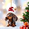 Cartoon Cute Dog Christmas Ornaments Xmas Tree Pendant Fun Dachshund Dog Hanging Decoration Gift Party Supplies Home Car Decor