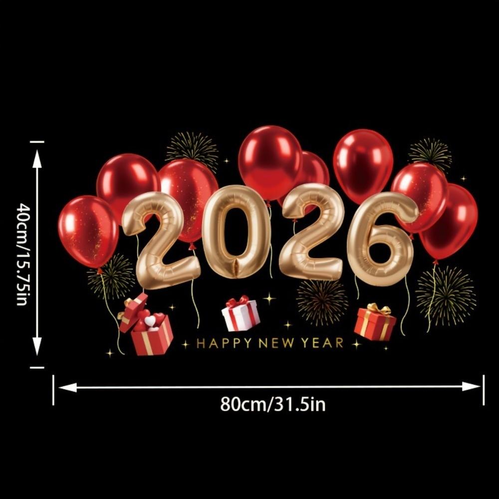 Новая 2026 Новогодняя Наклейка на Окно ПВХ Самоклеящаяся Праздничная Вечеринка Наклейка Наклейки на Стеклянную Дверь Украшение для Окна