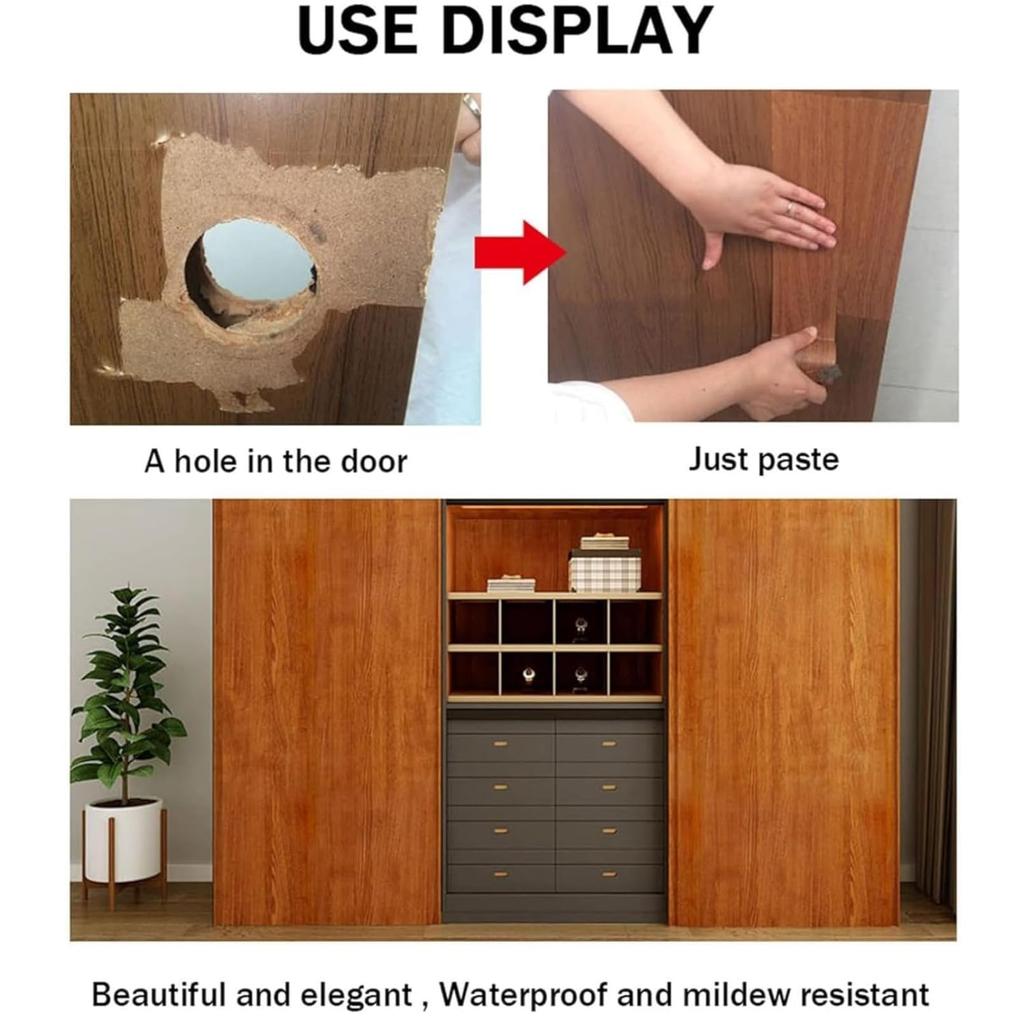 ZITIXO Маскировочная лента под дерево, Самоклеящаяся пленка под дерево, Сильный клей, Устойчивость к плесени, Съемная, Орех