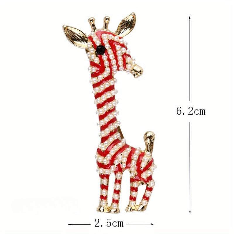 1Pc Cute Giraffe Brooch Enamel Artificial Pearl Animal Pin for Women