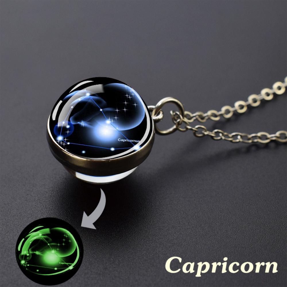 Luminous Starry Sky Glass Ball with Constellation Pattern Pendant Necklace - Men's Fashion Zinc Alloy Jewelry