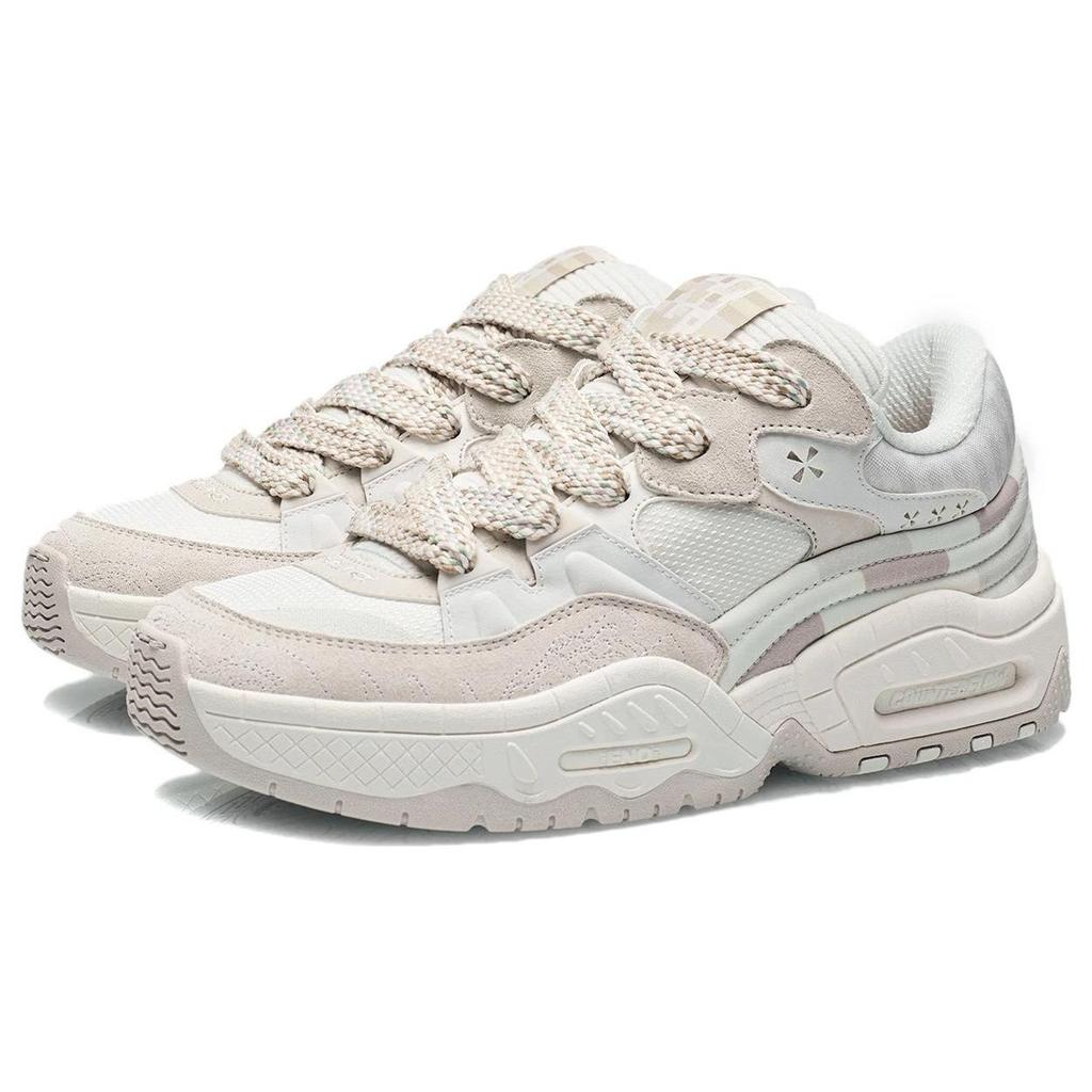 Li Ning CF The One Thick Sole Height Increasing Cushioning Versatile Sneakers Low Top Sports Casual Shoes Men Sneakers White Sand Gray AGCR437-3