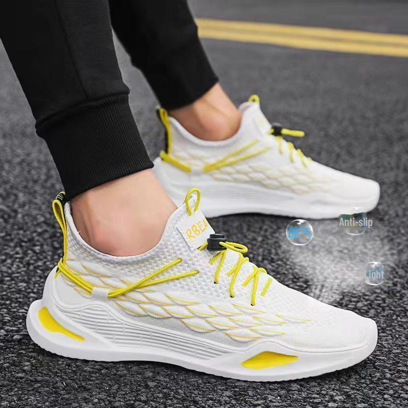 Men's Summer 2024 Breathable Shock-Absorbing Air Cushion Mesh Running Shoes Height-Increasing Korean Style.