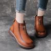 2025 Winter Women's Wool-Lined Leather Mid-Heel Martin Boots - Chunky Heel Warm Mom Shoes