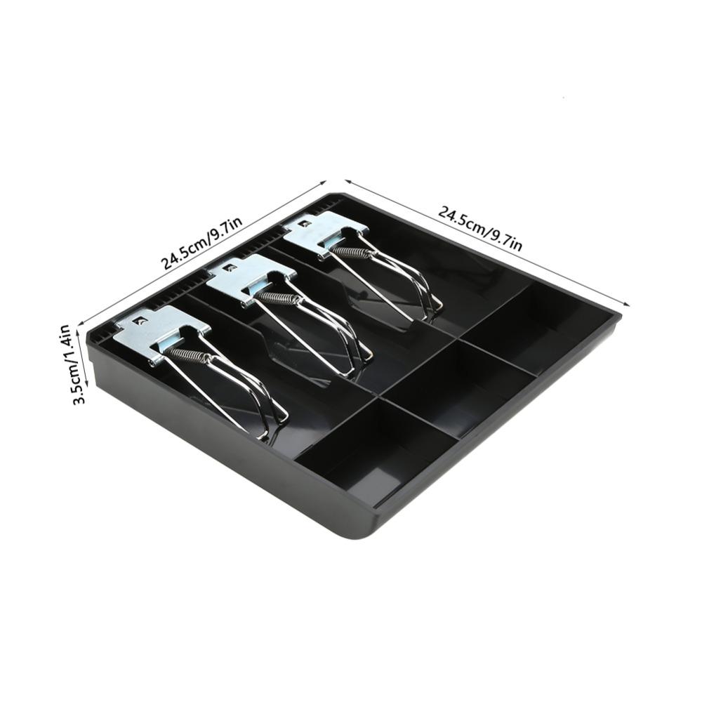 Black ABS Plastic Cash Drawer Insert Tray Three Compartments Money Tray Cashier