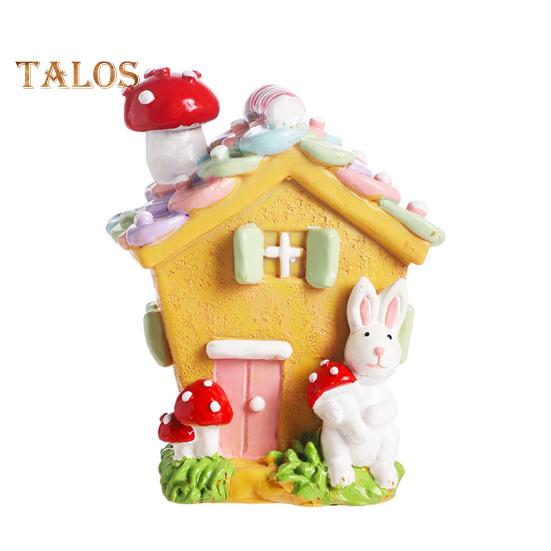 Миниатюрные фигурки домиков, маленькая пасхальная статуэтка пряничного домика в виде кролика, смоляное микроландшафтное украшение для стола, декор для домашней вечеринки
