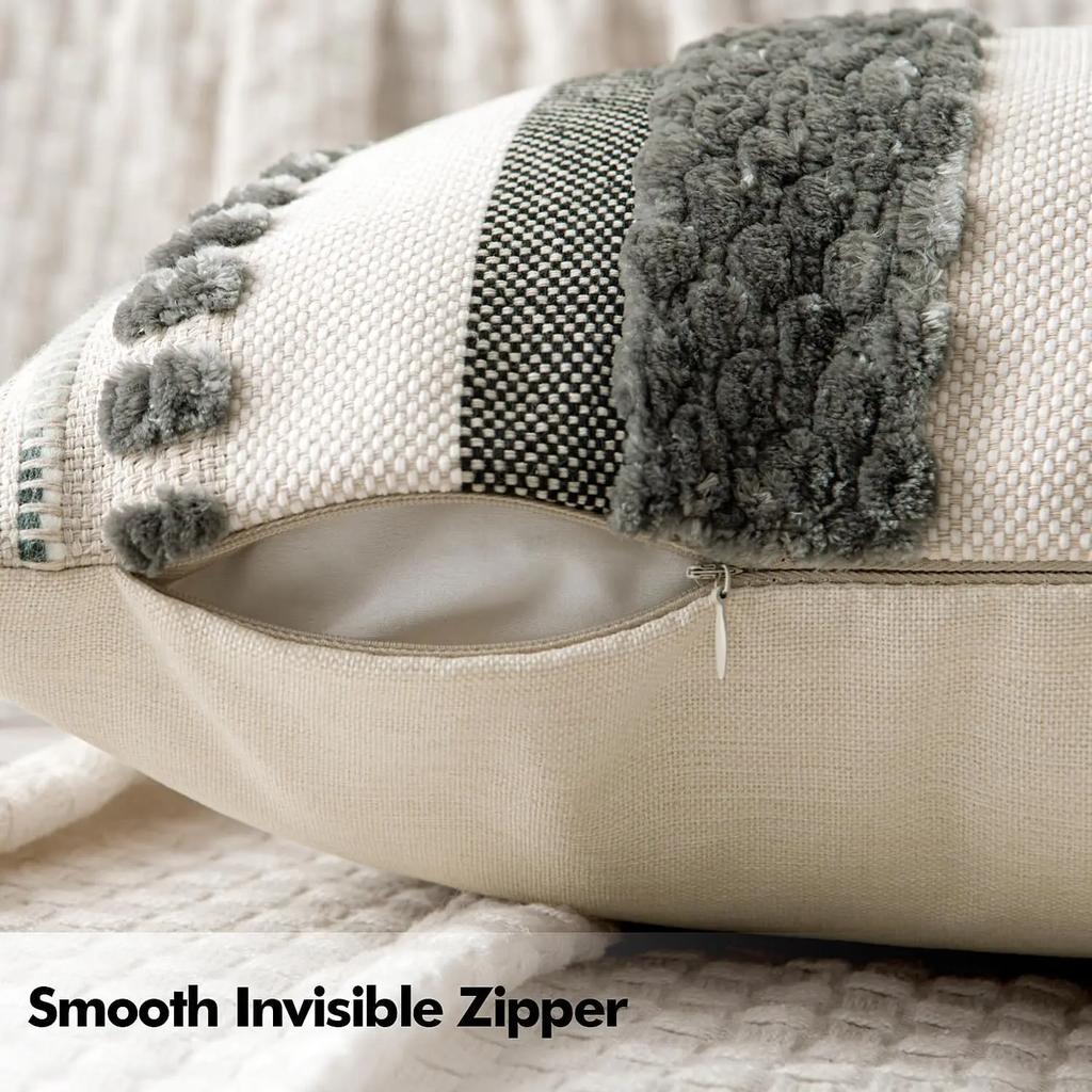 Серый чехол на декоративную подушку в стиле бохо 18x18 Декоративные наволочки Многоцветный полосатый чехол на подушку из шенилла Акцентная наволочка для дивана