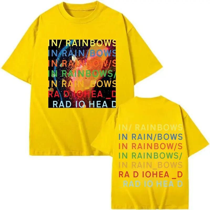 Футболка с мерчем группы Radiohead из альбома In Rainbows Мужская Женская Одежда Мода Y2k Футболки Летние Повседневные Свободные Хлопковые Футболки