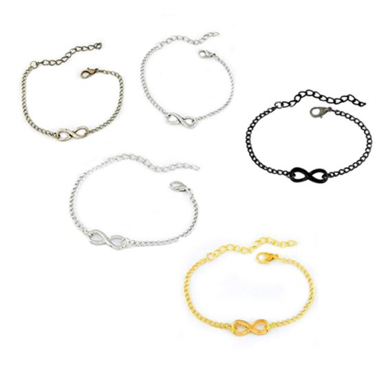 Панк-бесконечный металлический браслет-цепочка с застежкой-лобстером и регулируемым знаком бесконечности