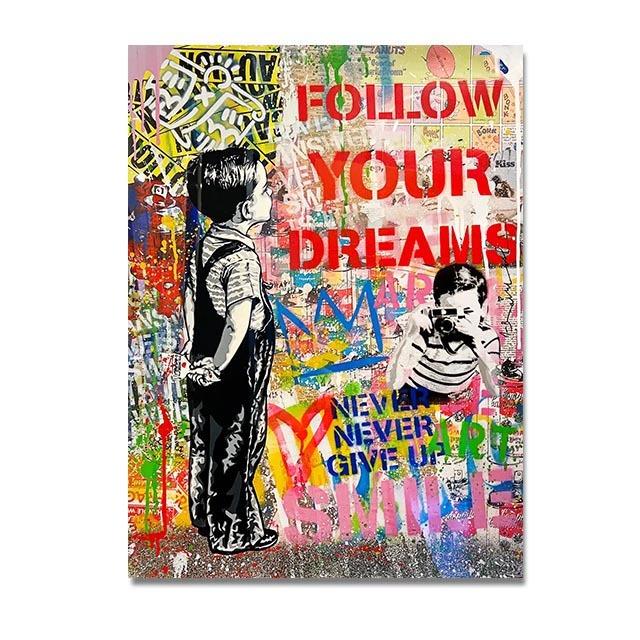 Modern Graffiti Canvas Art Painting Banksy Popular Posters and Printed Pictures Wall Art Printing Living Room Home