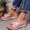 New Buckle Wedges Slippers Women Summer Hollow Out Thick Bottom Beach Shoes Ladies Plus Size 43 Light Chunky Heels Flip Flops