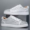 Fashion Leather Canvas Breathable Height Increased Flat Platform White Shoes Sneakers Casual Men Designer Rivet Punk Board Shoes