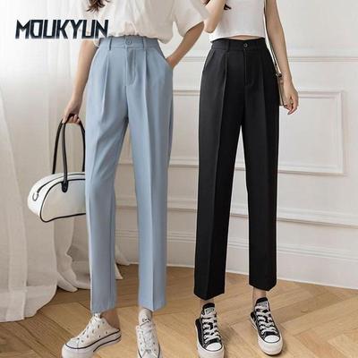 Женские брюки-сигареты, прямые, свободные, с высокой талией