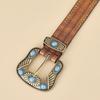 PU Leather Floral Engraved Leather Belt Cowgirl Cowboy Country Belts  for Jeans Pant