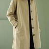 Women's Plus-Size Washed Cotton Trench Coat, Mid-Length, Loose Fit, Korean Style, for Spring and Autumn.