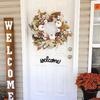 Autumn White Pumpkin Wreath Thanksgiving Decoration Maple Leaf Wreath For Front Door Hanging Indoor Outdoor Wall Home Decor 2025
