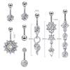 Stainless Steel Diamond Belly Button Rings, 8pcs Set - Body Piercing Jewelry