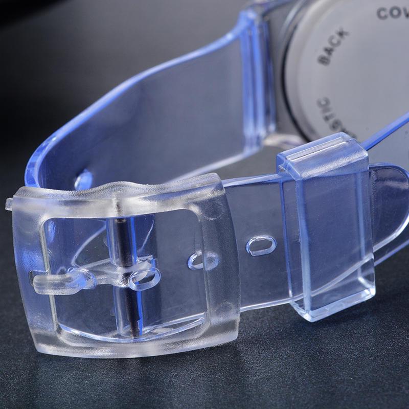 Женские повседневные пластиковые прозрачные спортивные часы с кристаллами