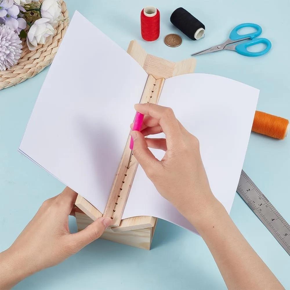 1 шт. Деревянная подставка для пробивки отверстий для переплета книг с направляющей для прокола, Инструмент для переплета книг, Набор для переплета ручных записей для любителя книг