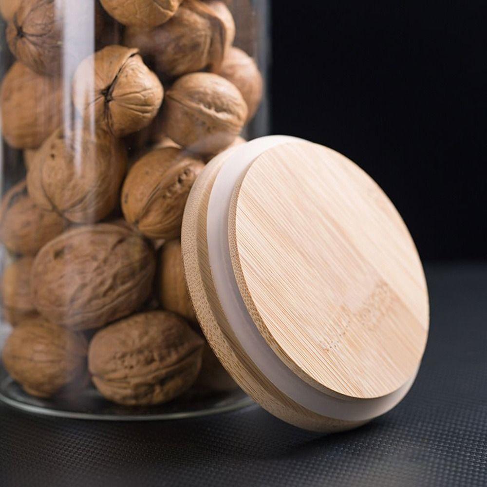 with Bamboo Lid Glass Jar Transparent Storage Bottle Durable Split Bottle  Home