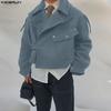 INCERUN Осень Зима Мужские Лацканы Длинный Рукав Свободные Повседневные Куртки Короткие Пальто
