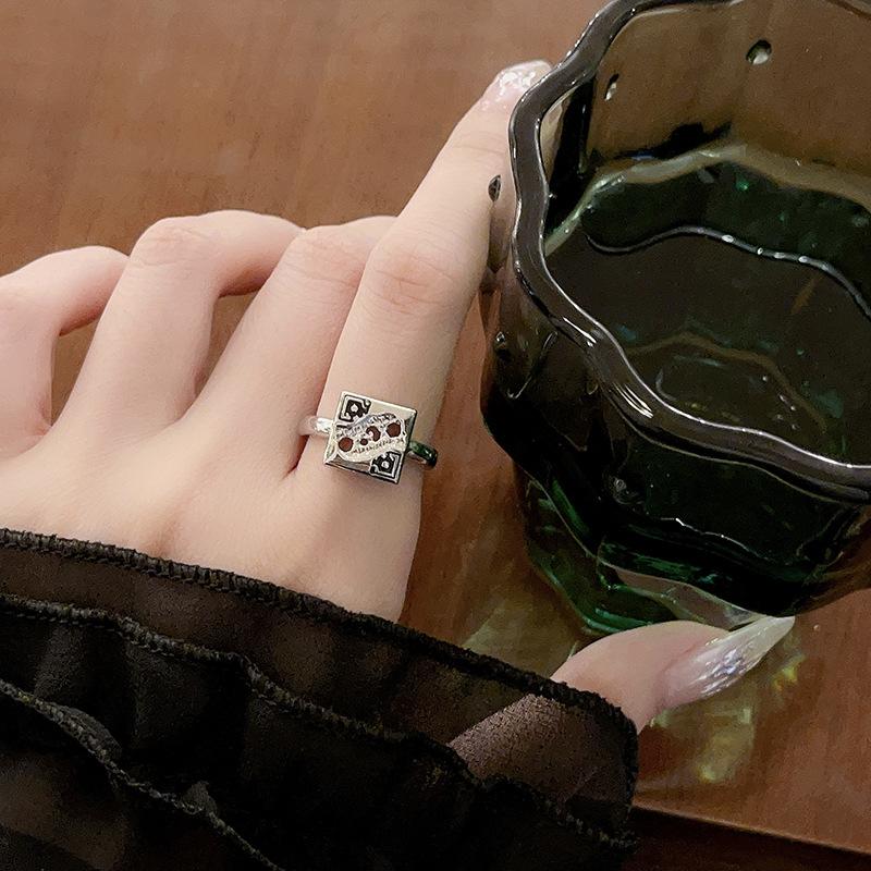 Niche Design Cold Wind Dopamine Premium Sense Swallow Zircon Poker Personality Opening Adjustable Ring