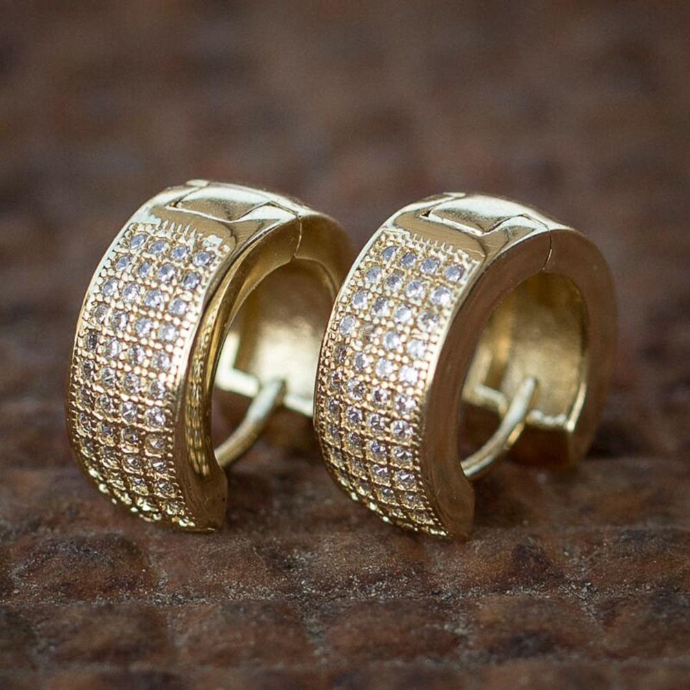 Small Mini Circle Earrings Women/Men Micro Paved Shiny CZ Personality Hoop Earrings for Party Versatile Statement Jewelry